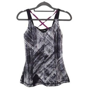 Lululemon Hot to Street Tank Top Womens 4 Gray Black Running Racerback Shirt